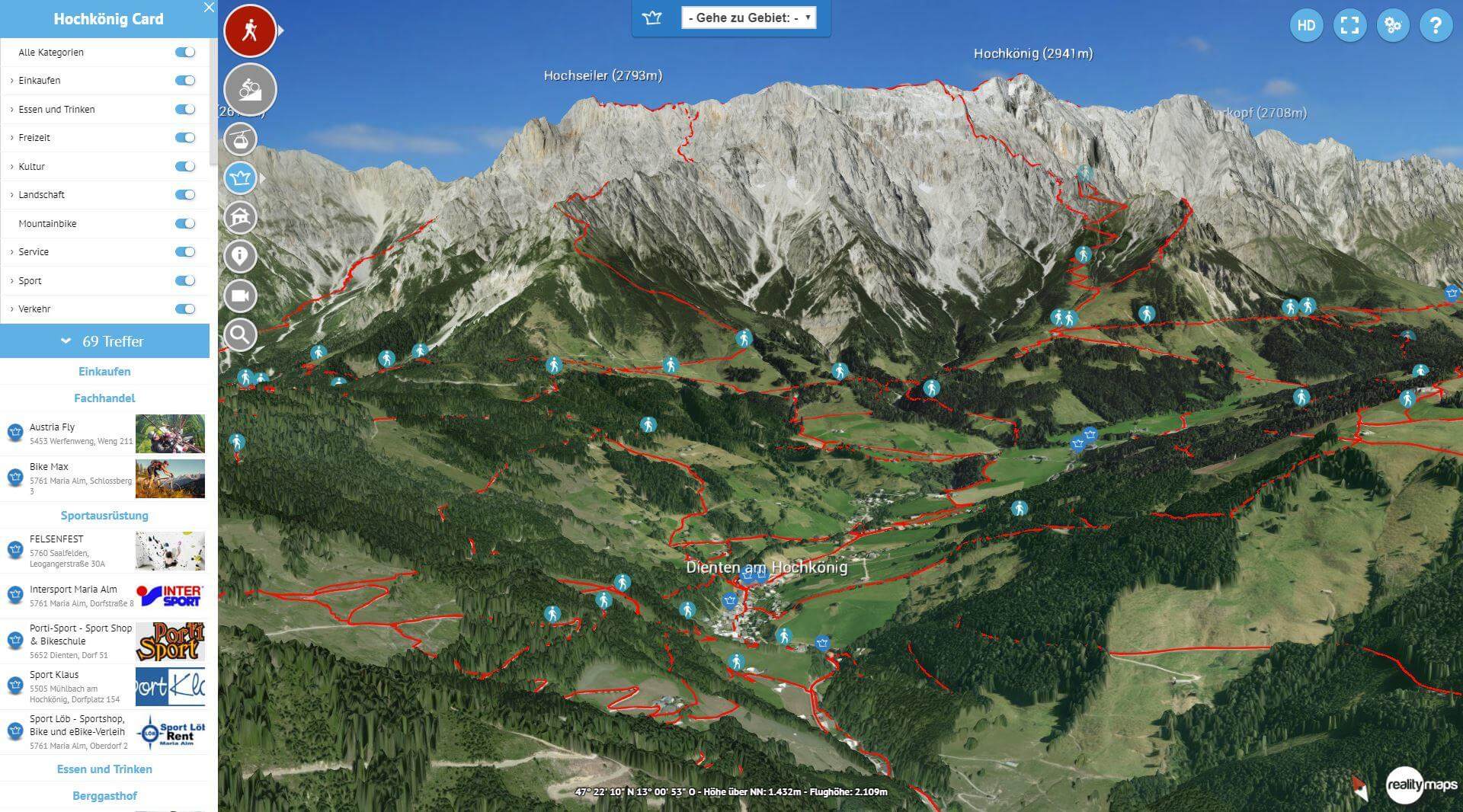 You are currently viewing Tourismusregion Hochkönig in 3D