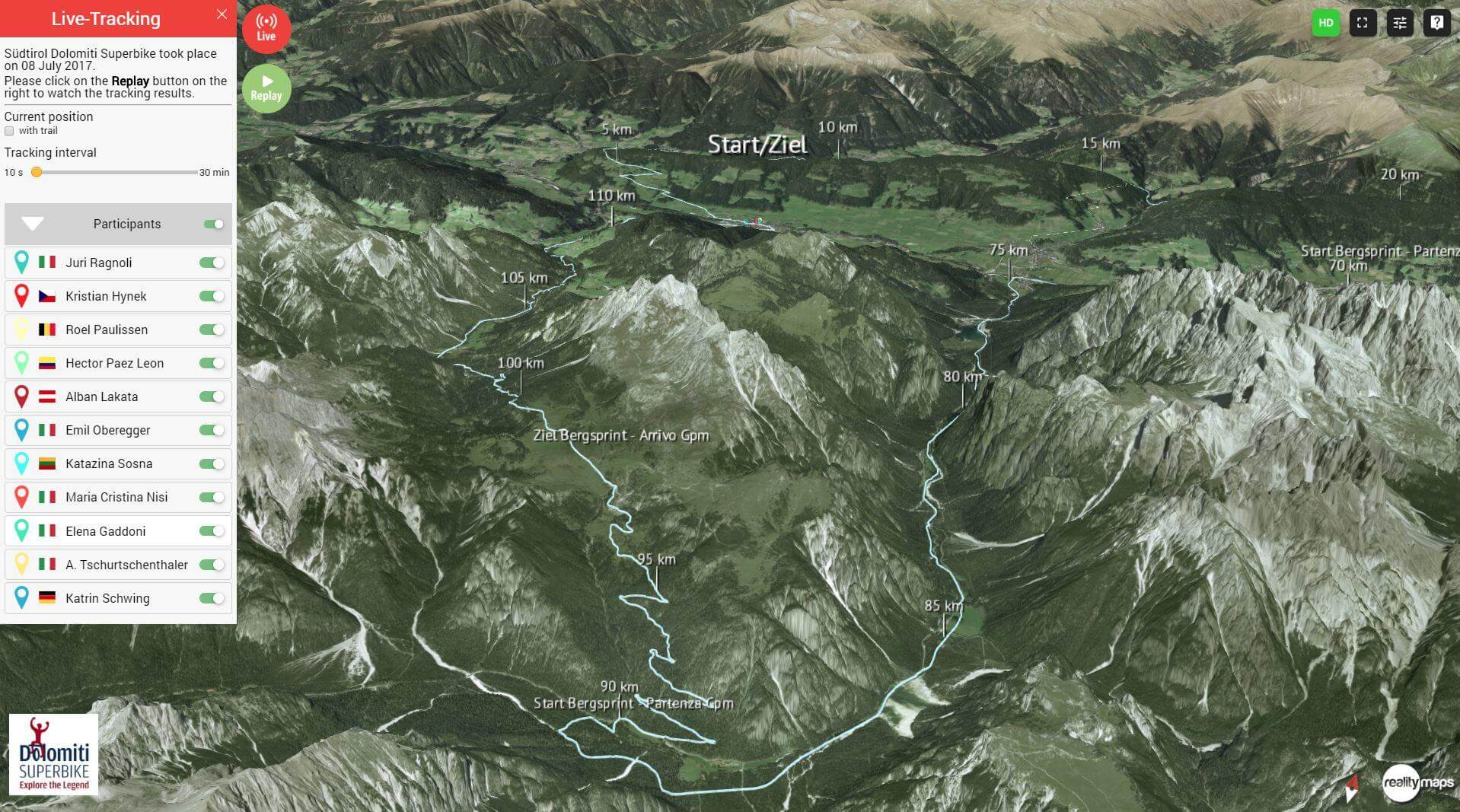 3D-Livetracking beim Dolomiti Superbike