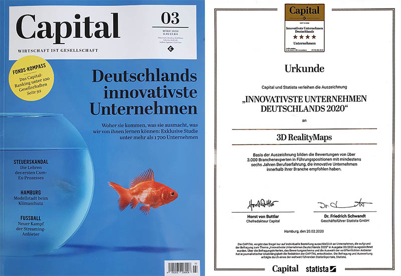 Auszeichnung „Innovativste Unternehmen Deutschlands 2020“